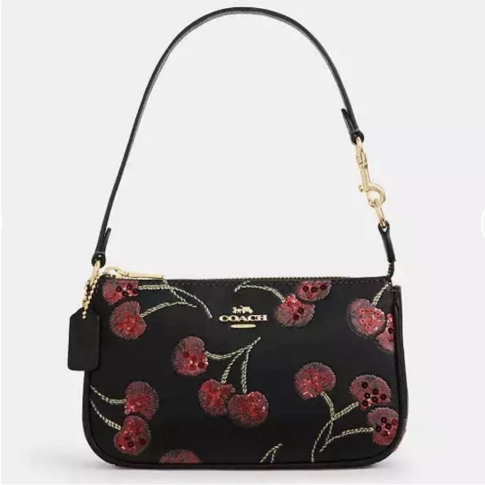 Coach Black Bag with Cherry Embroidery NWT
